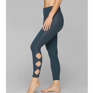 Athleta Diamond Cobra Cutout Ankle Tights Yoga Leggings XS Green High Waisted
